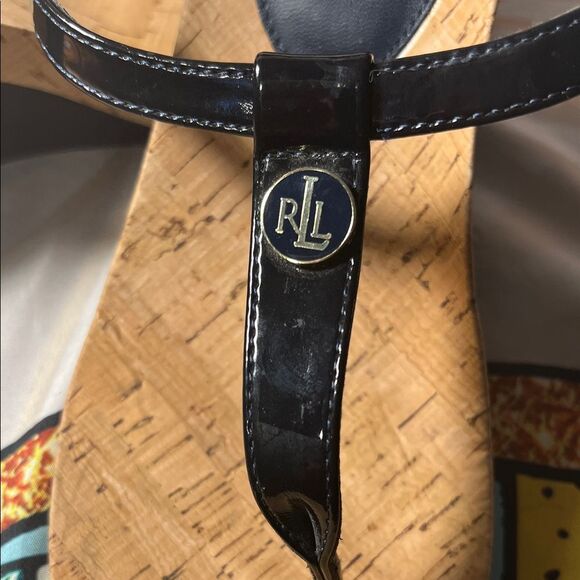 Lauren Ralph Lauren Reeta T-Strap Thong Wedge Sandals - Size 9 - Picture 7 of 9